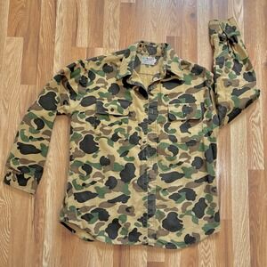 Vintage Woodsman Shirt Mens Large Camouflage Flannel Camo Button Up USA 90s